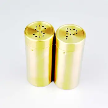

2pcs Gold Spice Jar Condiment Set Seasoning Bottles Set Salt Pepper Shakers Spice Cruet Sets Sauce Oil Cooking Tools
