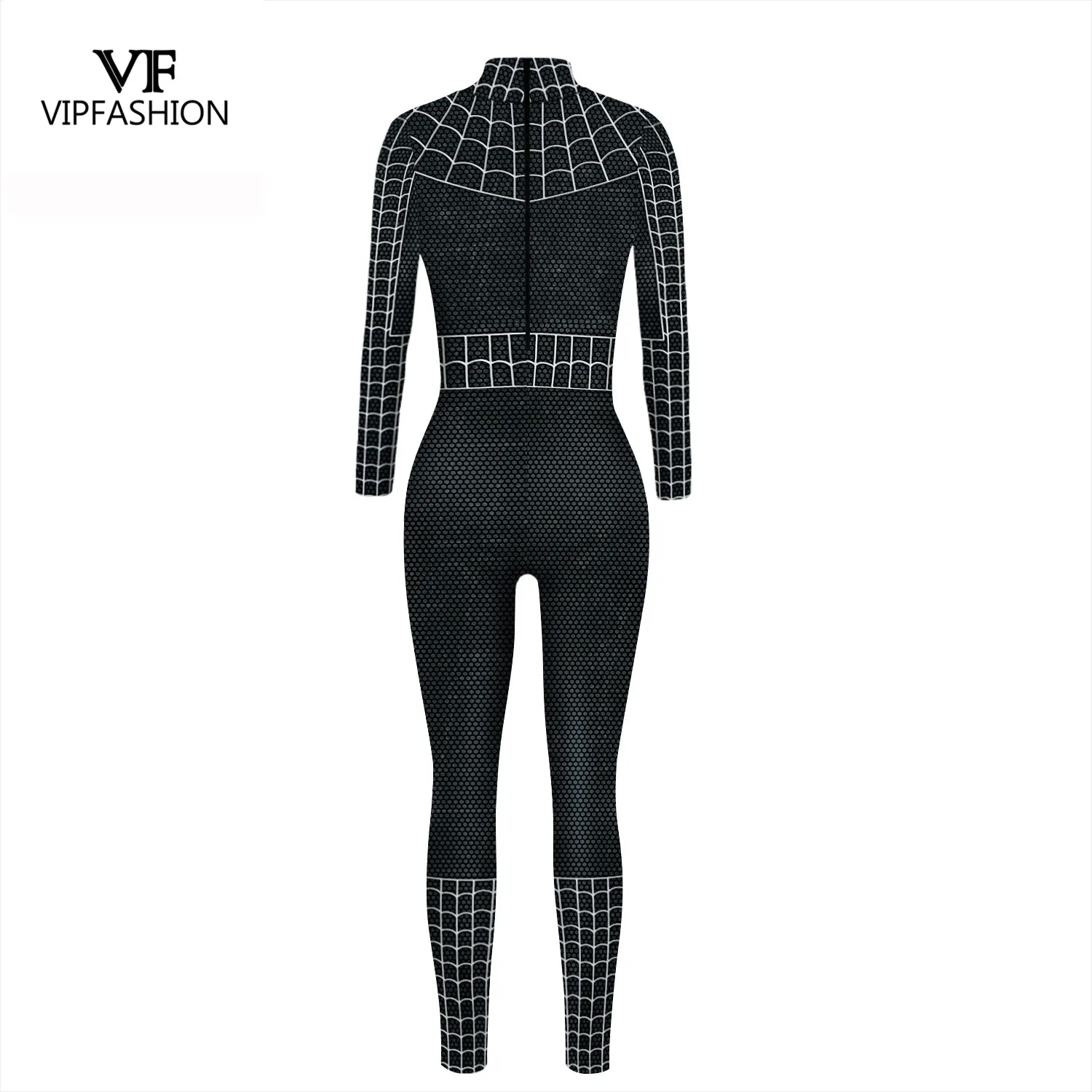 VIP FASHION 2019 New Cosplay 3D Black Spider Printed Super hero Costume Women Movie Cosplay Bodysuit