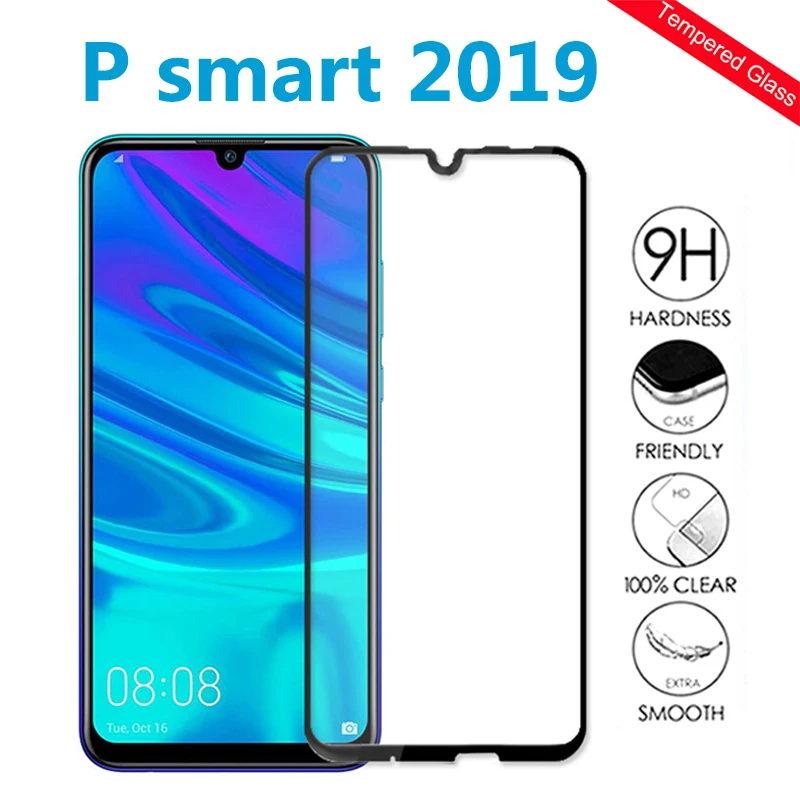 

For Huawei p smart 2019 Full Coverage Tempered glass Screen Protector huawey p smart 2019 6.21inch Protective Protection film 9h