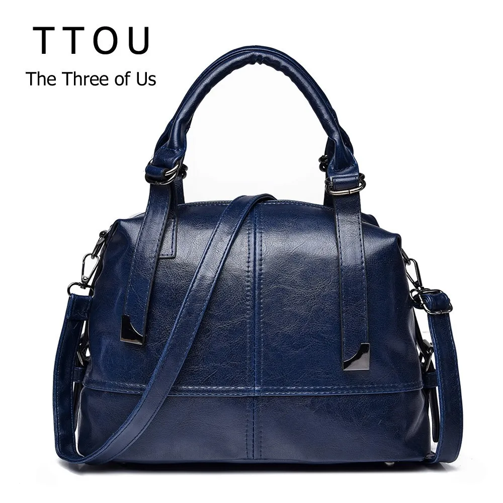 TTOU Women Pu leather Hadnbag Fashion Solid Shoulder Bag Casual Top Handle Bag Female Daily Messenger Bag