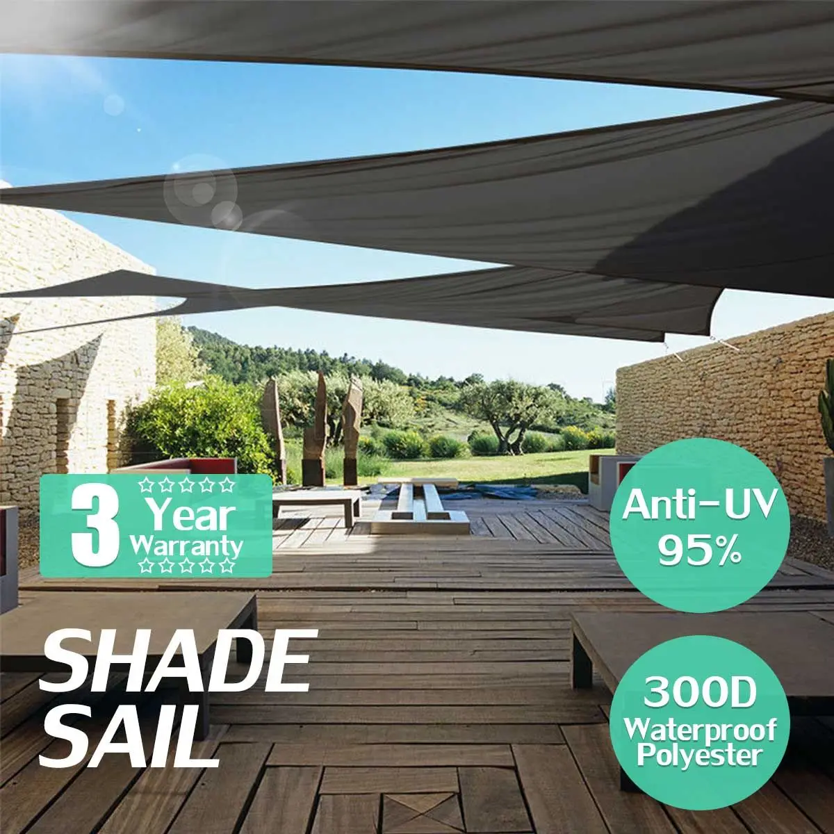 

Black 300D 160GSM Waterproof Polyester Oxford Fabric Shade Sail Righl Triangle 3mx3mx4.3m 4mx4mx5.7m 5mx5mx7.1m 3mx4mx5m