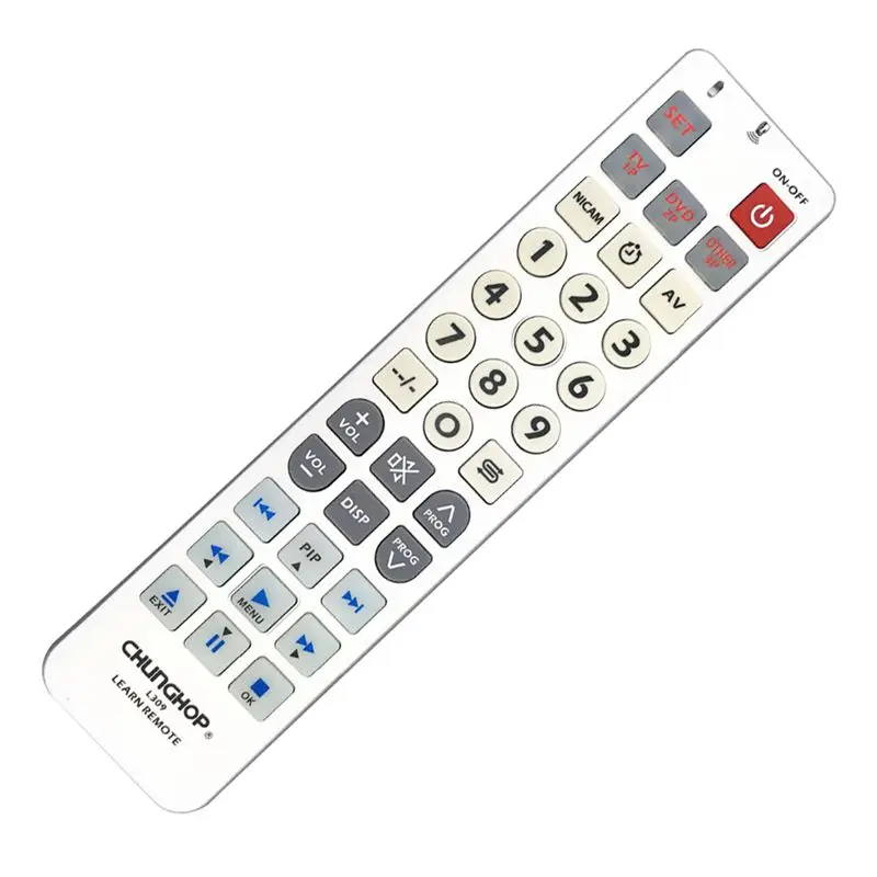 

CHUNGHOP Universal learning Remote Control controller L309 For TV/SAT/DVD/CBL/DVB-T/AUX BIG key Large buttons copy