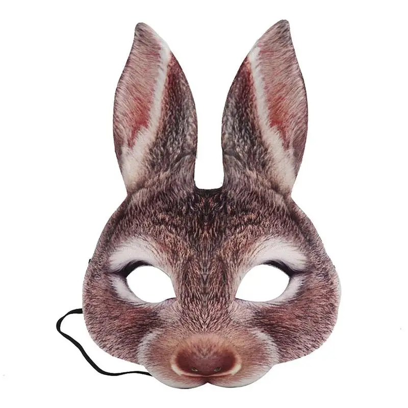 

Half-Face Rabbit Mask Creative Funny Decor Rabbit Ear EVA Mask for Party Festival Club (Brown)
