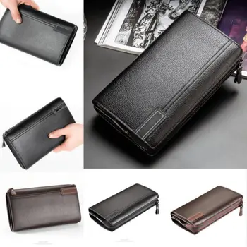 

Men's Bifold Leather Zip Long Wallet ID Credit Card Holder Purse Clutch Handbag Storage Bags