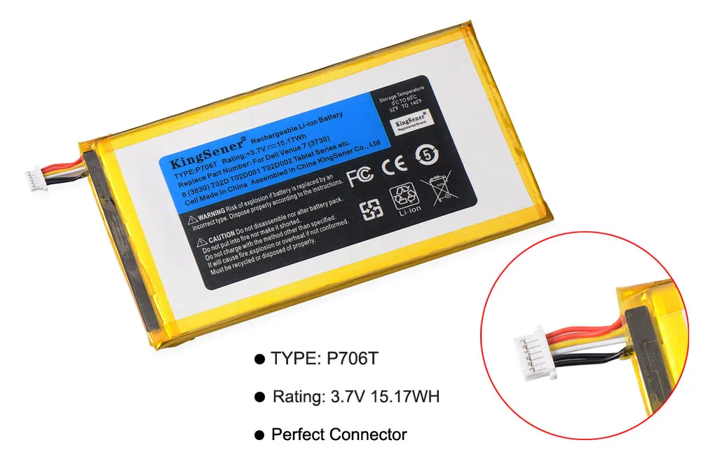 Billige KingSener P706T Neue Tablet batterie für DELL Venue 7 3730 Venue 8 3830 T02D T01C T02D002 T02D001 0CJP38 02PDJW 3,7 v 15.17wh