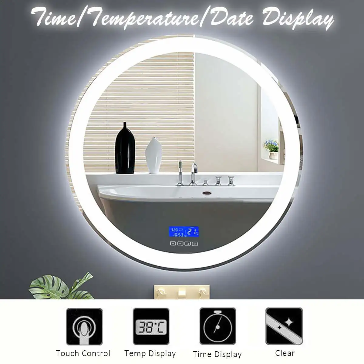 

Toilet Makeup cosmetic Mirror Touchs Switch Round Bathroom Wall Mirror/Cabinet LED Illuminated Anti-fogging Washroom Home Decor