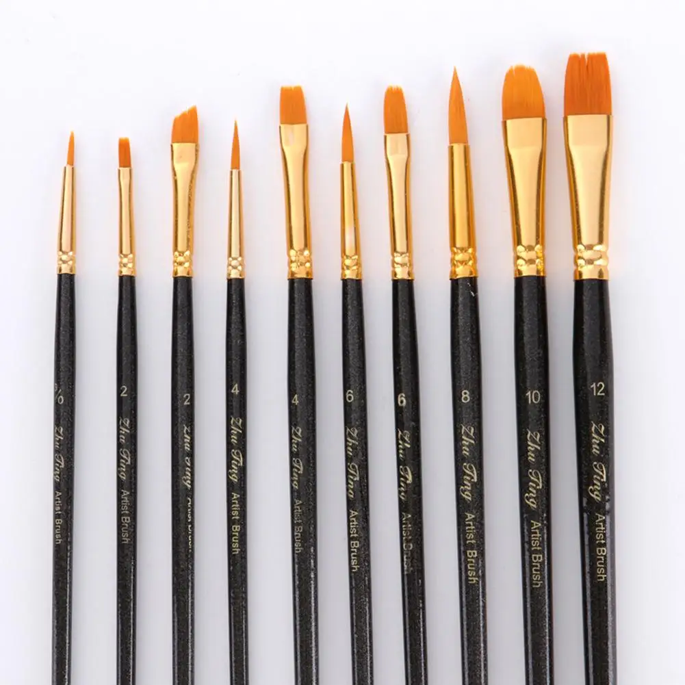 

10Pcs Wooden Paint Brush Drawing Tool Set for Watercolor Oil Acrylic Painting