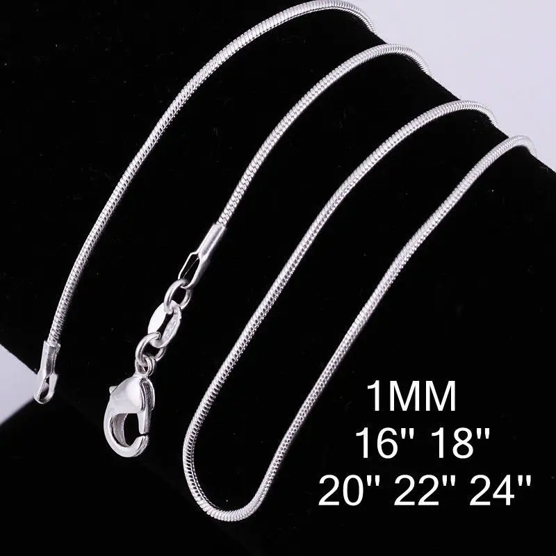 

C008 16-24 Inch Free Shipping Factory Price Snake Necklace Charms Chains Fashion Jewelry Silver Plated
