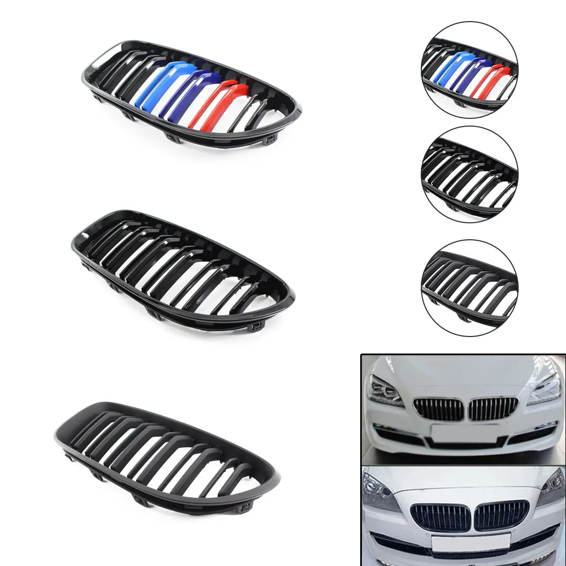 

New Arrival Gloss Black Kidney Grill Racing Grille Dual Line For BMW 6 Series F06 F12 F13 12 - 16 Years