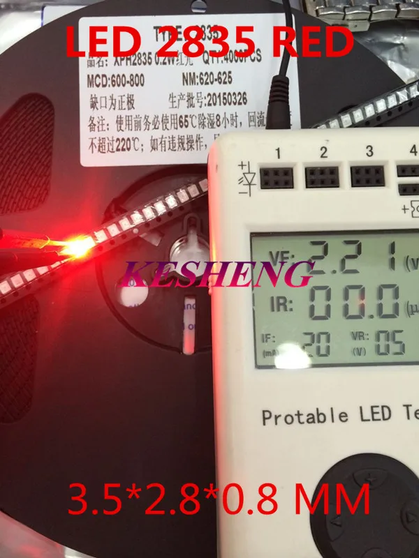 100 шт./12-20 лм 2835 красный светодиод SMD 0 2 Вт светодиоды с высокоярким