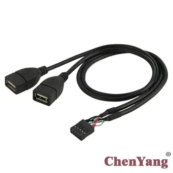 

CY 10pcs/lot Dual USB 2.0 Female Adapter to 10 Pin Motherboard Female Header Cable 50cm