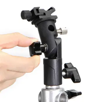 

E Type Universal Metal Flash Hot Shoe Speedlite Umbrella Holder Swivel Bracket Mount Light Stand Bracket Swivel Adapter for DSLR