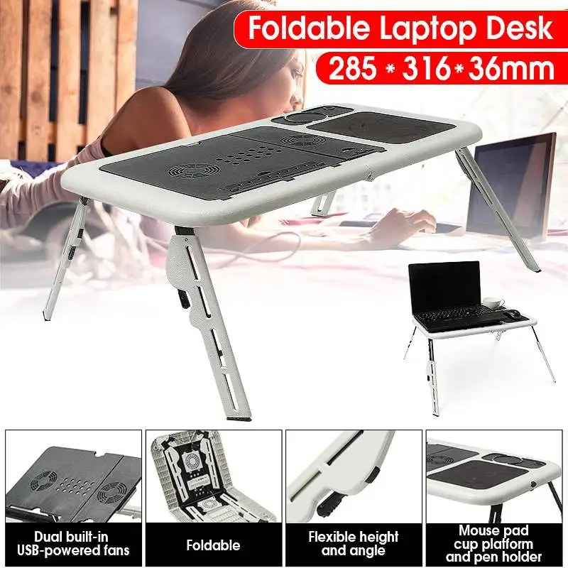 

Multi-function Folding Laptop Desk Table Laptop Stand Holder With 2 USB Cooling Fans Mouse Pad Laptop Table Laptodesk For Bed