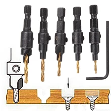 5 шт. 5-12 мм HSS деревообрабатывающий Зенковка фаска сверло набор винтов и гаечный ключ