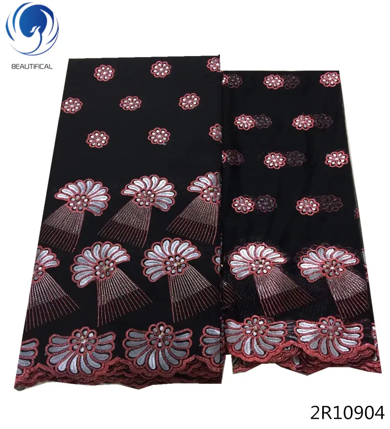

Beautifical swiss voile lace fabric embroidered fabric black laces material women african french lace 7 yards for garment 2R109