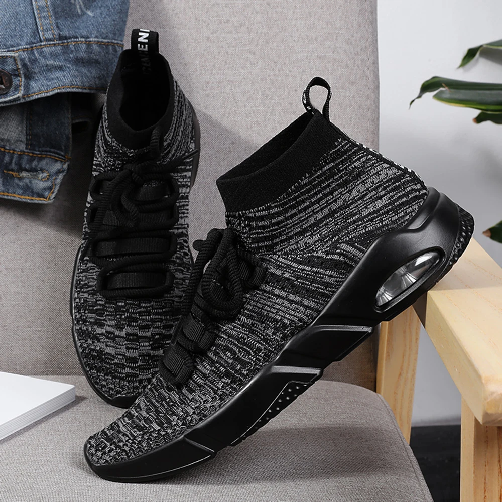 

2019 spring New breathable flying line air cushion shoes Men Mesh Soft Lightweight Walking Sneakers Tenis Non-slip running shoes
