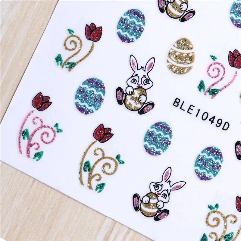

Easter Egg 3D Design Easter Egg Rabbit Bunny Glitter Powder Nail Art Stickers DIY Decoration Nail Decals Craft Nail For Easter