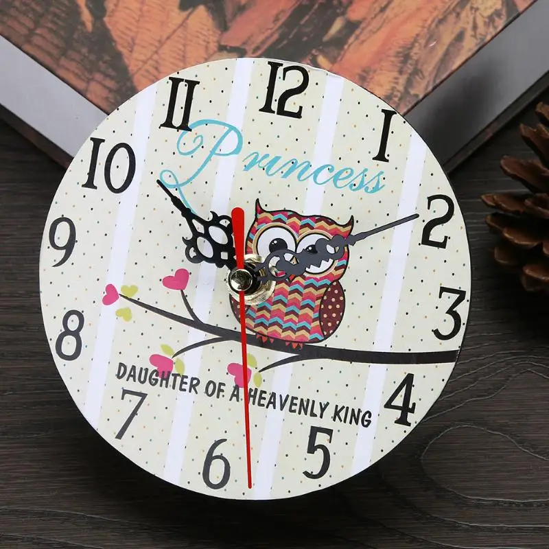

Diameter 12cm Wood Wall Clock Round Vintage Colorful Style Watch Wall Home Office Living Room Decoration Suppliers Accessories