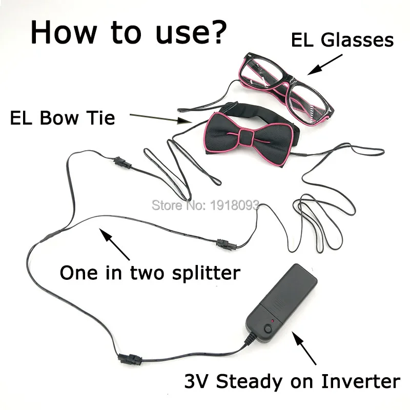 Лидер продаж EL продукт EL Wire очки+ EL галстук-бабочка светящиеся вечерние принадлежности светодиодный светильник украшение диджей ночной клуб украшения костюмов