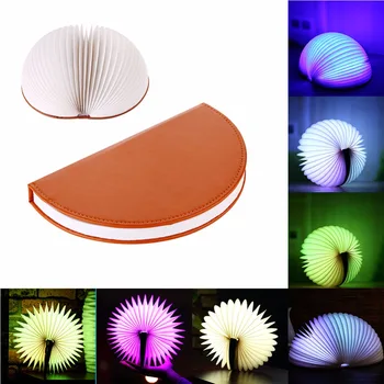 

USB Rechargeable LED Folding Book Shape Desk Lamp Creative Colorful Nightlight Booklight With Remote Control for Home Decorative