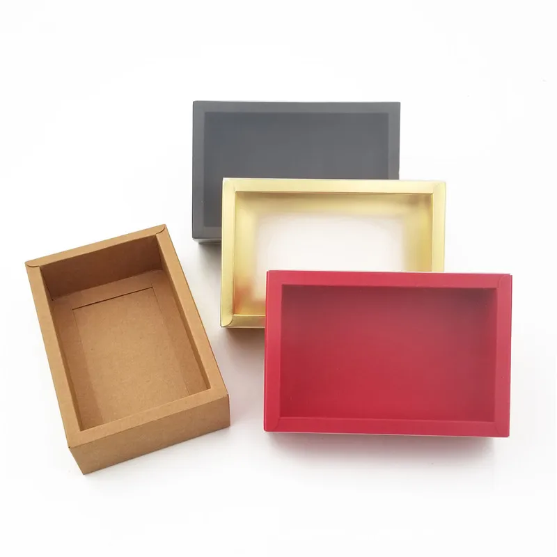 

10pcs DIY Paper Box With Window PVC White/black/kraft Paper Gift Box Cake Packaging For Wedding Home Party Muffin Packaging