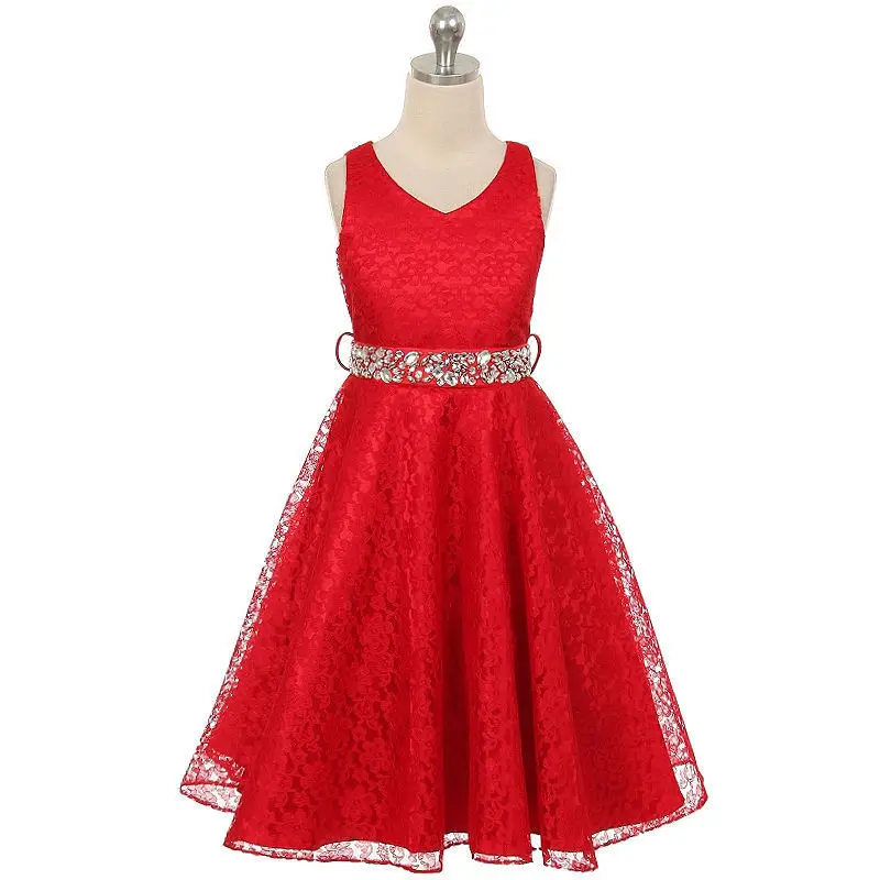 

2019 New European Lace Dress Solid Sleeveless Child Full Dress Girl Excellent Princess Kiddress Kids Dresses For Girls Ball Gown