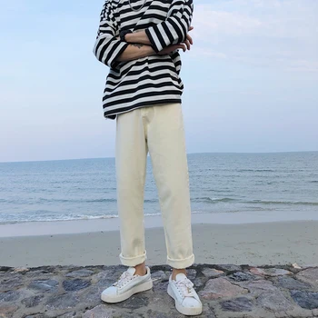 

Spring New Jeans Men Slim Fashion Washed Solid Color Casual Denim Pants Man Streetwear Hip Hop Cowboy Trousers Male Clothes