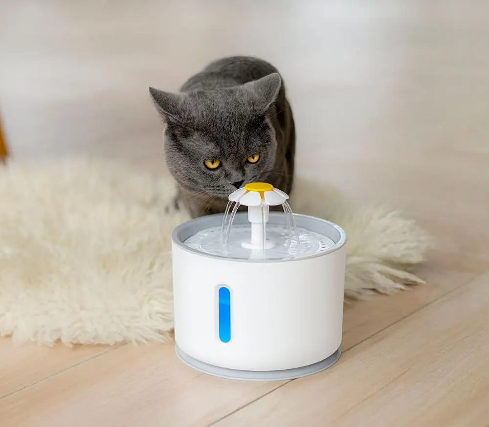 

LED Automatic Electric 2.4 Liter 80 oz Pet Water Fountain Dog Cat Drinking Bowl with Clear