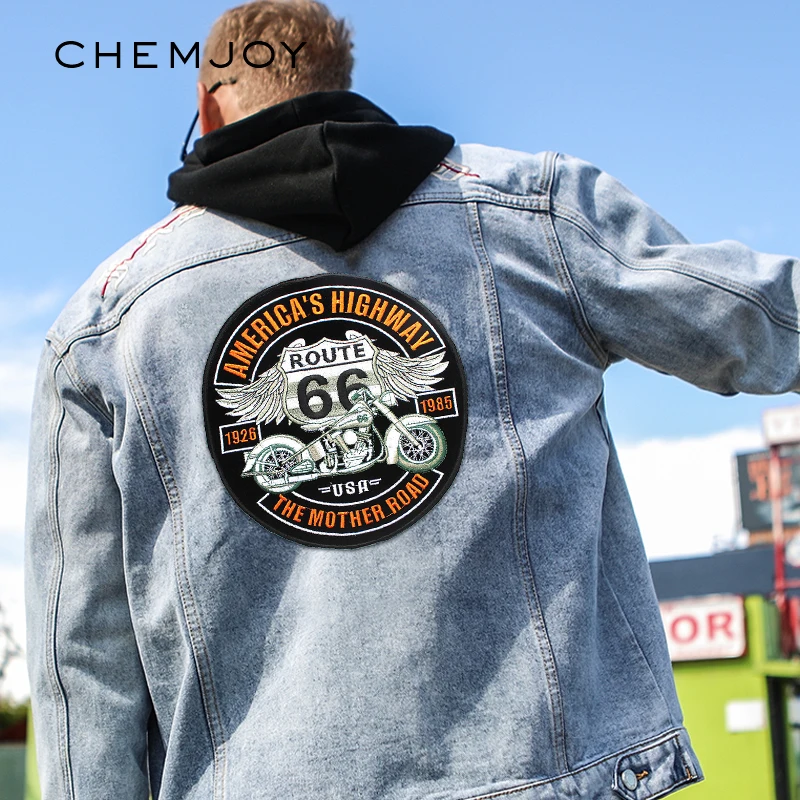 

Motorcycle Embroidery Big Patches Iron Patch for Clothes Motif Applique Jacket Backpack Sew Clothing Sticker Biker Letters Badge