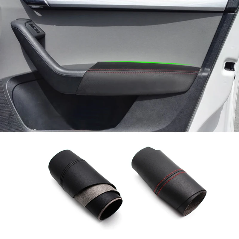 

For Skoda Octavia 2015 2016 2017 Microfiber Leather Interior Door Armrest Panel Cover Protection Trim