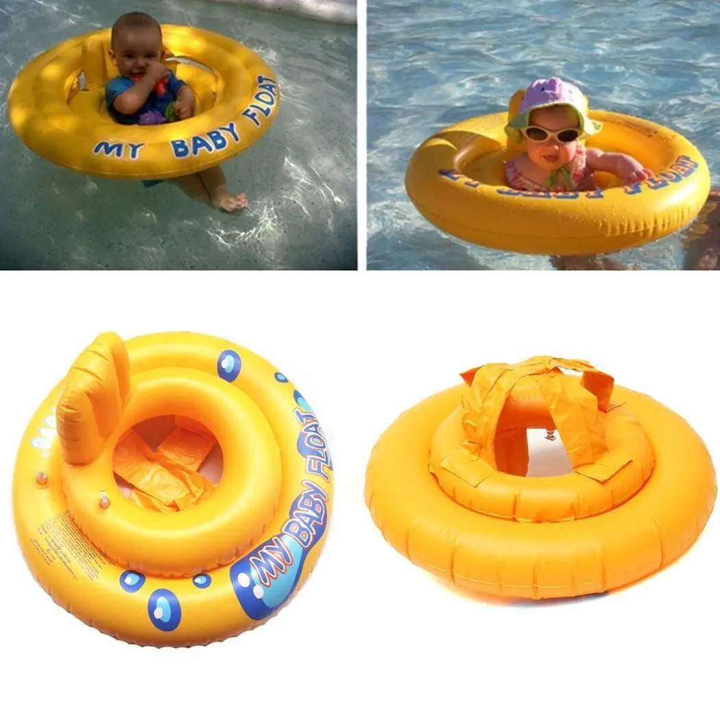 Детский плавающий круг с сиденьем для малышей, желтая игрушечная лодка для детей 0-2 лет, безопасные аксессуары для плавания