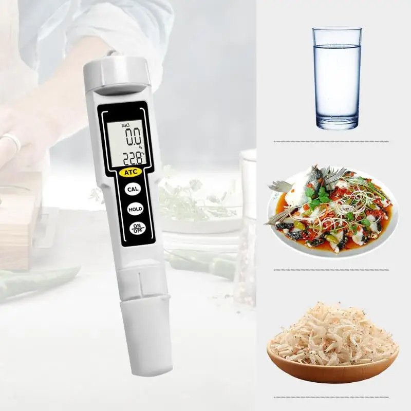 

Waterproof Portable LCD Digital Salinity Tester Salinometer Moisture PH Meters Water Temperature Measure Tools