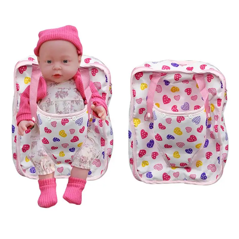 Heart Pattern Backpack with Built in Doll Carrier and Sleeping Bag for