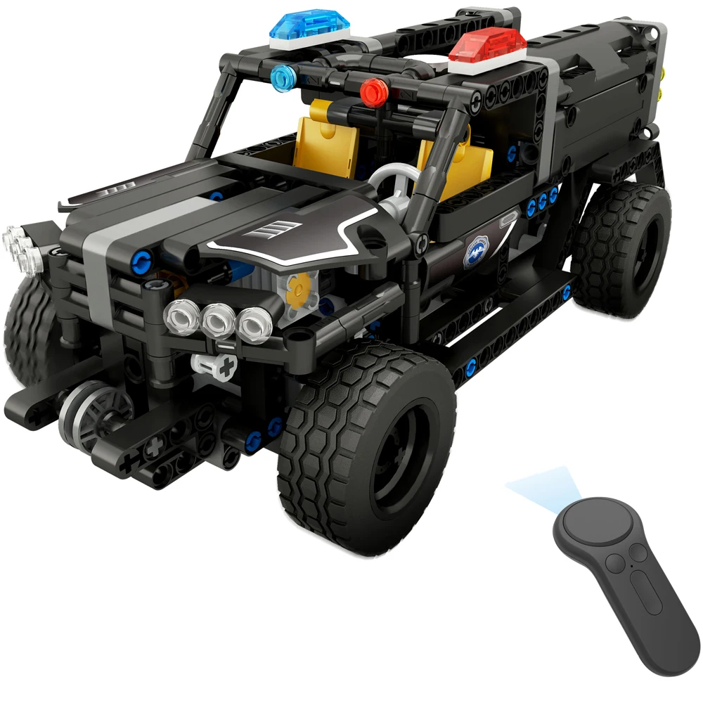 

BB13006 DIY Assembled 2.4G RC Cars Four-Way Remote Control Blocks Electric Swat Water Gun Car 431pcs Remote Control Car Toys