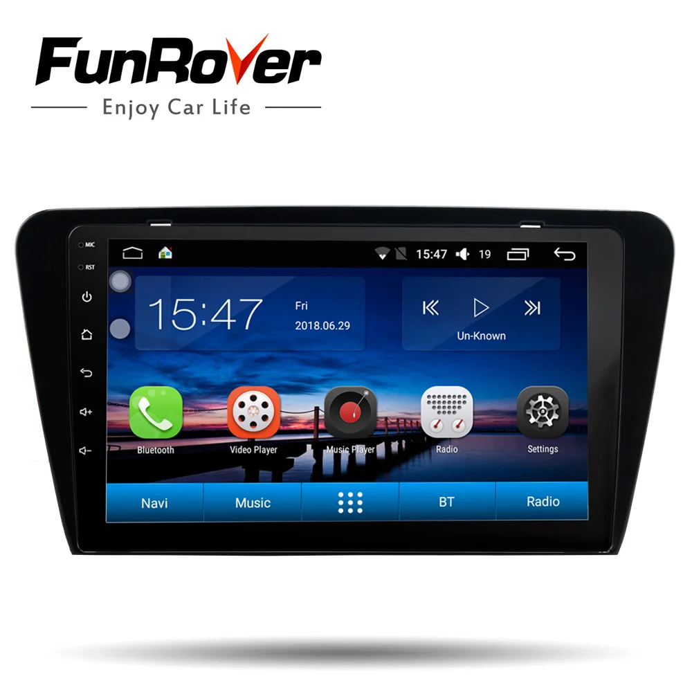 

FUNROVER 2 din android 8.0 car dvd player For skoda octavia 2014-2018 car radio gps navigation head unit Audio video stereo wifi
