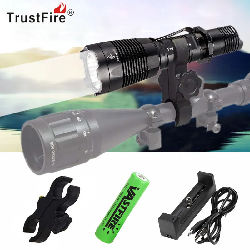 

1000Lm LED Tactical Flashlight Airsoft Rifle Scope Mount Hunting Camping Torch +18650 Battery+USB Charger+Mount