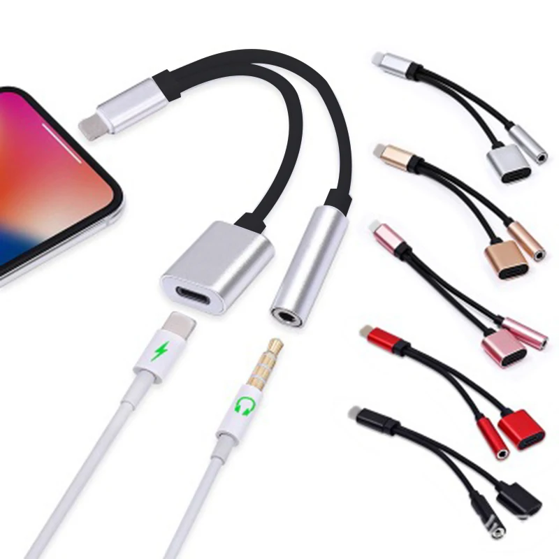 Goedkoop 2 in 1 Dual USB Audio Adapter Oortelefoon Splitter Voor iphone X 7 8 Plus Ondersteuning Telefoontje Voor Bliksem kabel Jack Aux Connector