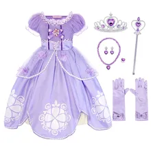 AmzBarley Одежда для маленьких девочек; маскарадный костюм принцессы Софии для малышей на Хэллоуин, Рождество, День рождения; вечерние платья; Бальные наряды