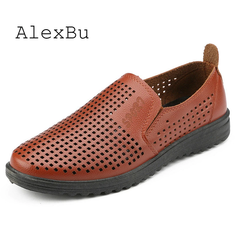 AlexBu летние мужские кожаные туфли мужские повседневные Лоферы обувь без шнуровки выдалбливают дышащая модная повседневная обувь мужские сандалии осень