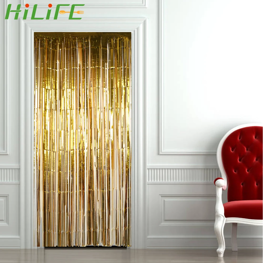 

HILIFE Home Textile Window Room Divider Home Decoration Door Curtain Flash Line Shiny Tassel String Valance