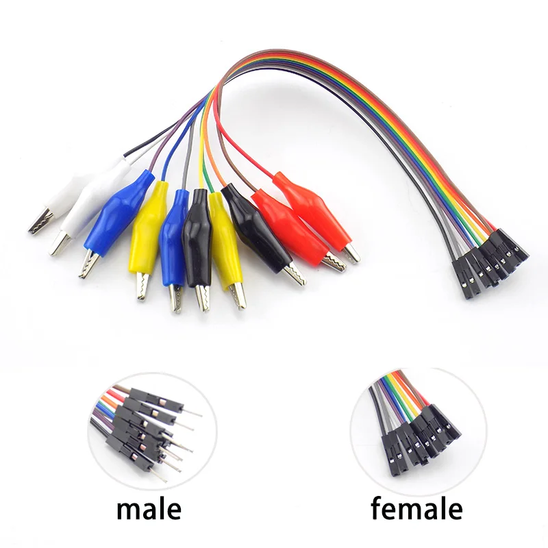 

2 in 1 10pin Alligator Clip jump Wire 20cm Male Female Crocodile Clip Test Leads Jumper Wire line cables for DIY Connection
