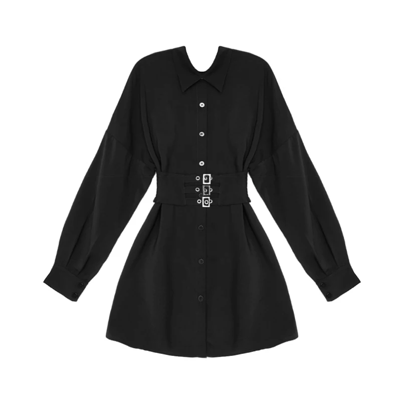 Black Pastel Gothic Long Sleeve Shirt Women Blouse Metal