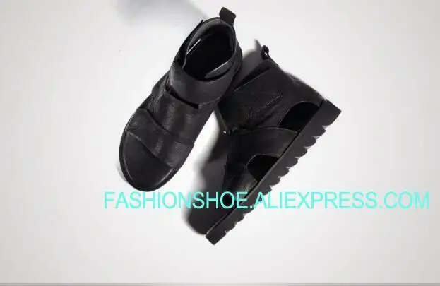 

Peep toe Ankle Sandals for men Flat heel Real leather Man's Gladiators Rome Style Hot 2019 Summer