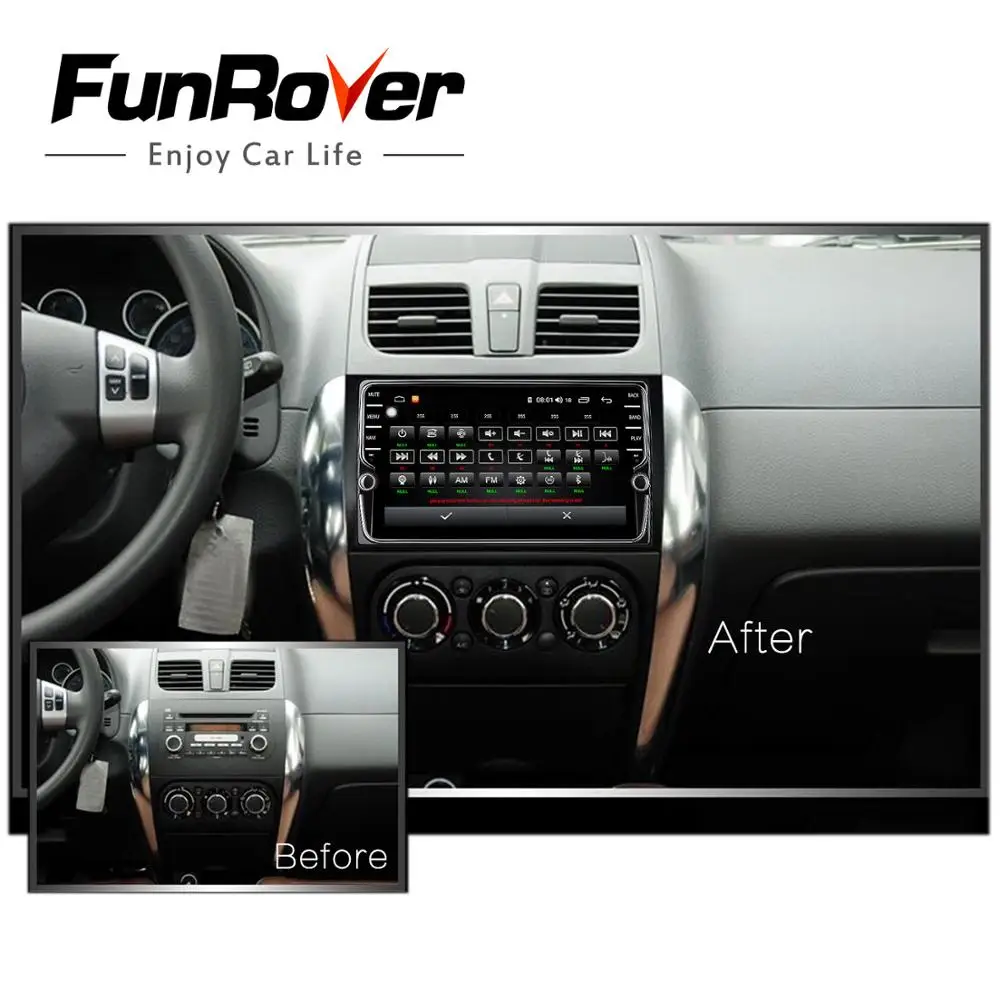 Flash Deal Funrover android 9.0 car dvd multimedia player for SUZUKI SX4 SX-4 2006-2013 2 din car radio gps navigation stereo headunit DSP 1