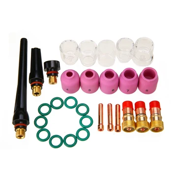 

31PCS TIG Welding Kit 6#-12# Glass Cup Tig Gas Lens + O-ring Welding Torch Accessories Tools Set for WP-17/18/26 Torch
