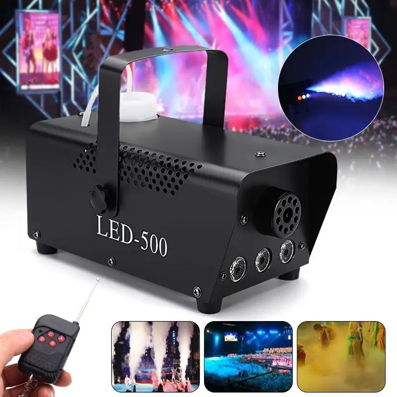 

500W RGB LED Fog Machine Remote Control Lighting DJ Party Stage Smoke Thrower