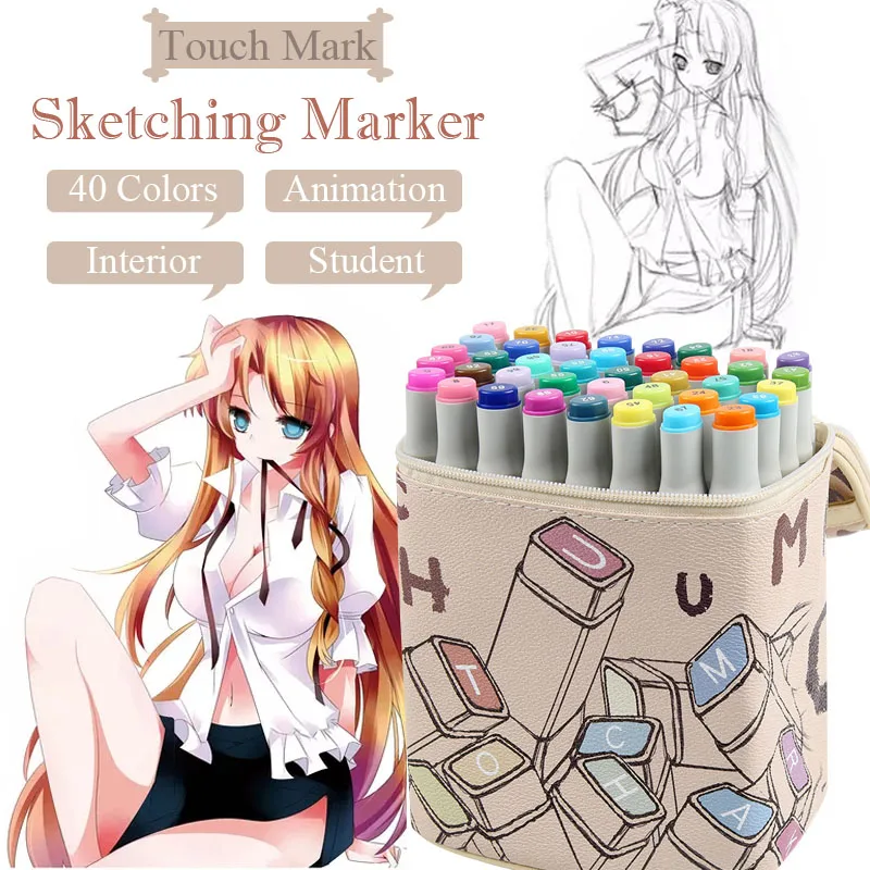 

TouchMark Oily Alcohol Based Brush Pen 40 Colors Dual Head Art Markers Set For Draw Manga Student Clothing Design Sketch Marker