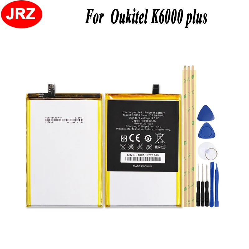 

For Oukitel K6000 Plus Battery High Quality Large Capacity 6080mAh Batterie Bateria Accumulator AKKU+Tools