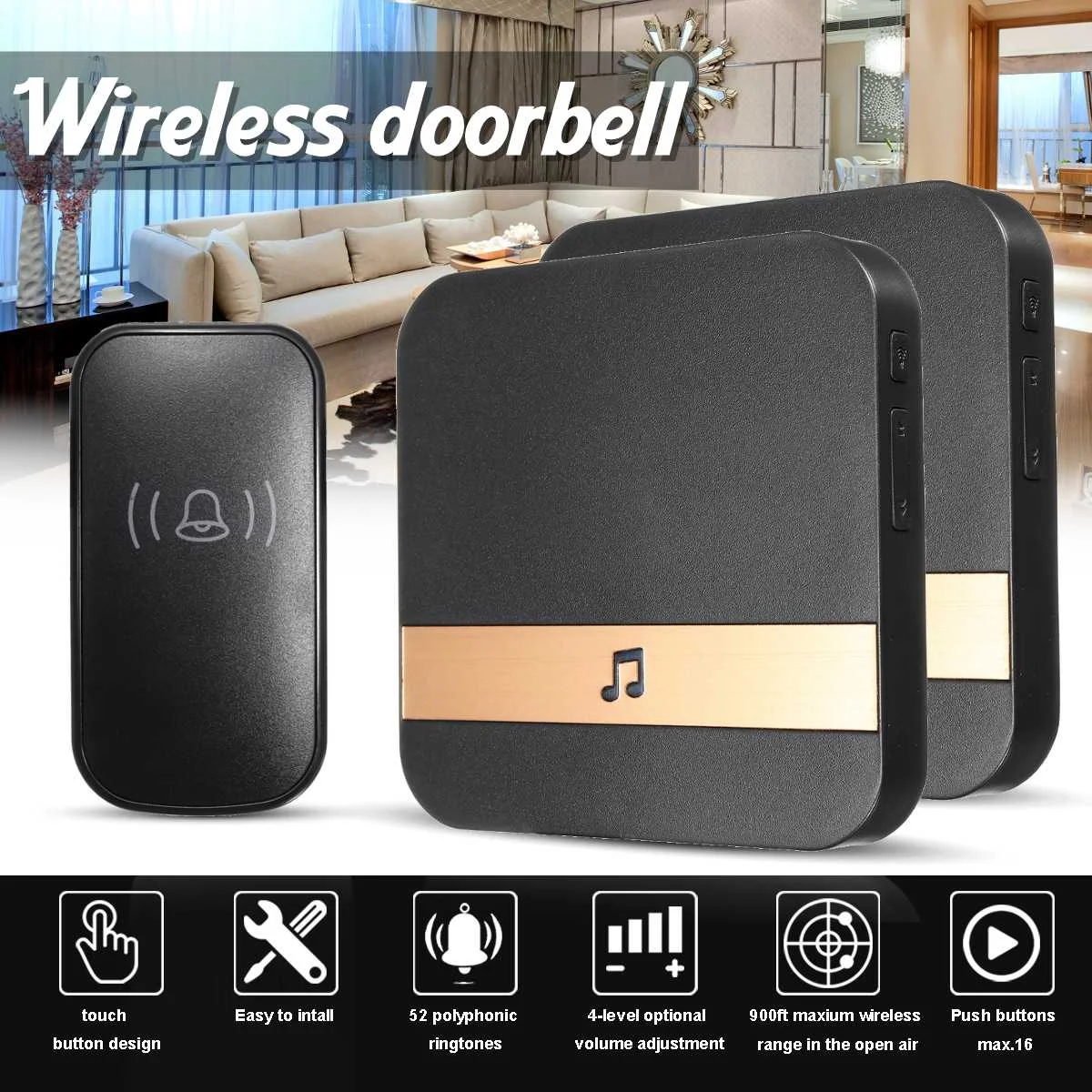 

Waterproof Smart WiFi Security DoorBell with Visual Recording Low Power Consumption Remote Home Monitoring Night Vision Intercom