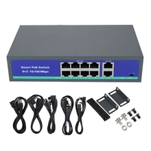 110-240V 8+2 100M POE Metal Case VLAN Ethernet Switch Built-in Power Supply